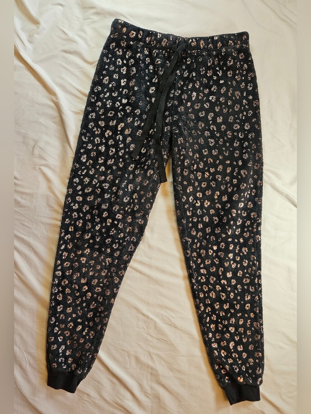 Secret Treasures Womens Gray & Rose Gold Cheetah Fuzzy Pajama Pants Size XS